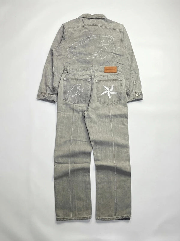 Corteiz C-Star Denim Jeans – Grey
