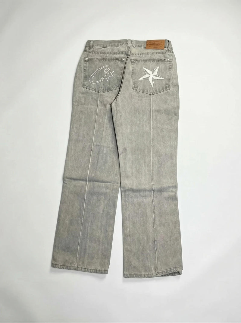 Corteiz C-Star Denim Jeans – Grey