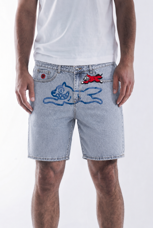 Rynning Dog denim shorts-Light blue